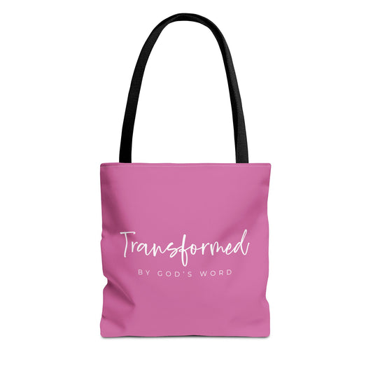 (tote bags) Transformed by Gods Word (light pink)