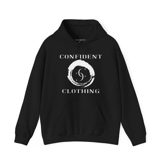 cc (Unisex) multi-color Confident Clothing Luxury Hooded Sweatshirt (swirl white logo nc)