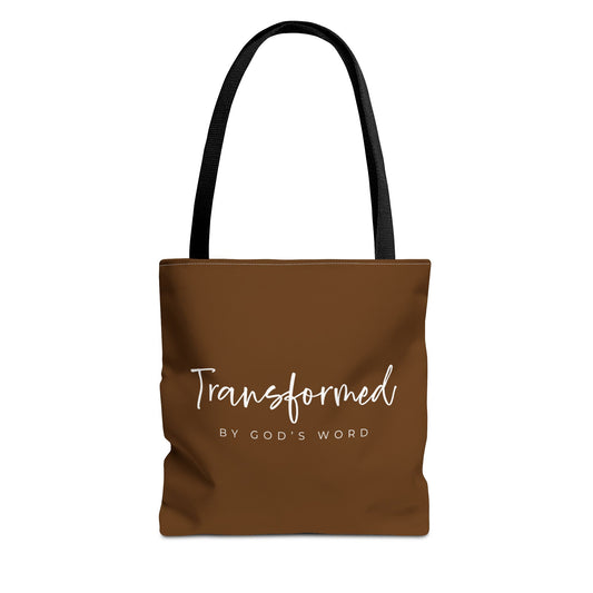 (tote bags) Transformed by Gods Word (brown)