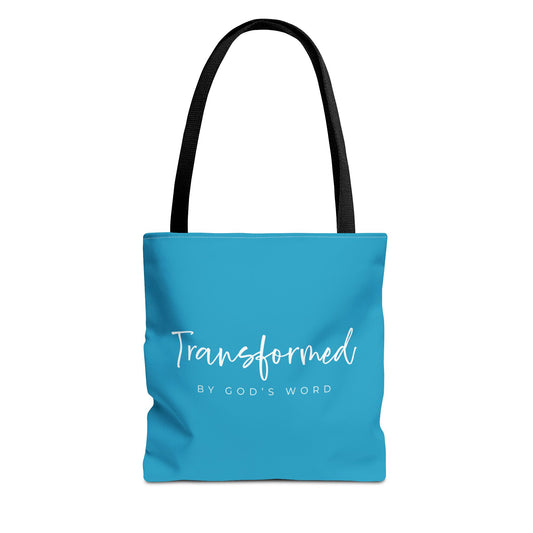 (tote bags) Transformed by Gods Word (turquois)