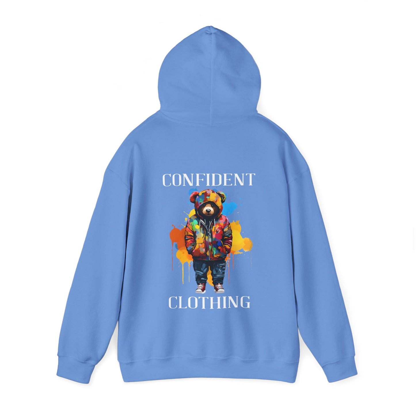 (Unisex) Confident Clothing Luxury Hooded Sweatshirt Urban Bear Collection (Stand on Business Bear white logo)