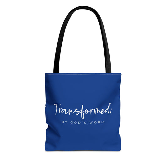 (tote bags) Transformed by Gods Word (blue)