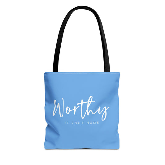 (tote bags) Worthy is Your Name (light blue)