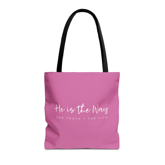 (tote bags) He is the Way the Truth the Life (light pink)