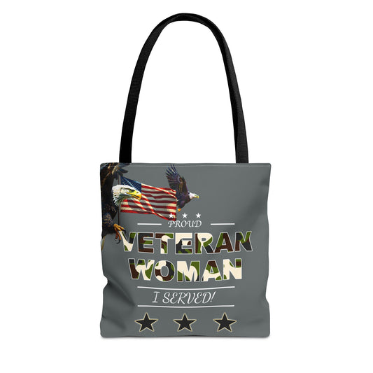 Proud Veteran Woman Tote Bag (Dark Grey)