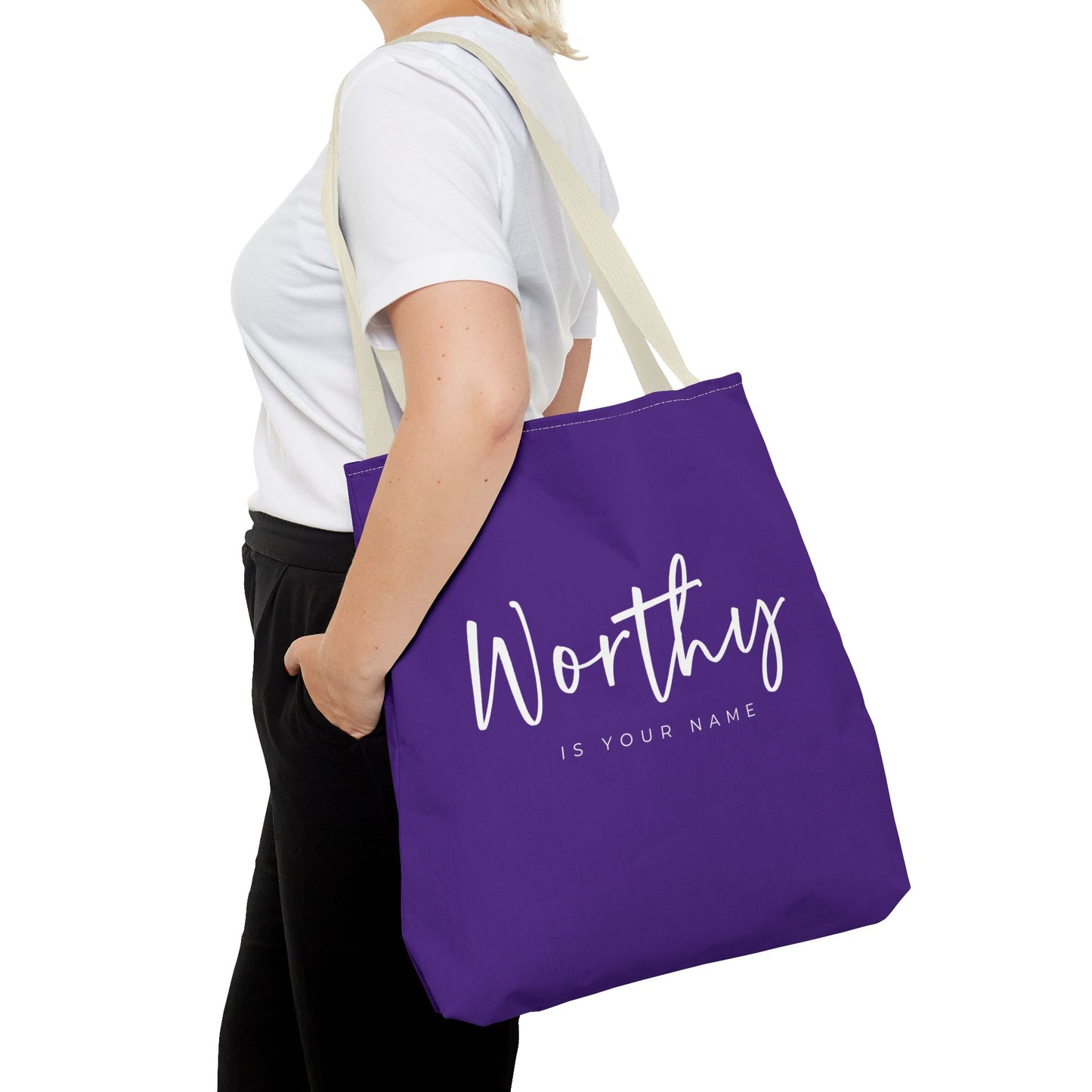 (tote bags) Worthy is Your Name  purple)