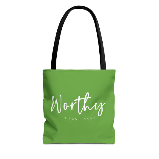 (tote bags) Worthy is Your Name (kiwi green)