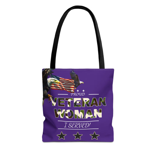 Proud Veteran Woman Tote Bag (Purple)