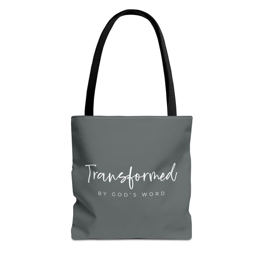 (tote bags) Transformed by Gods Word (grey)