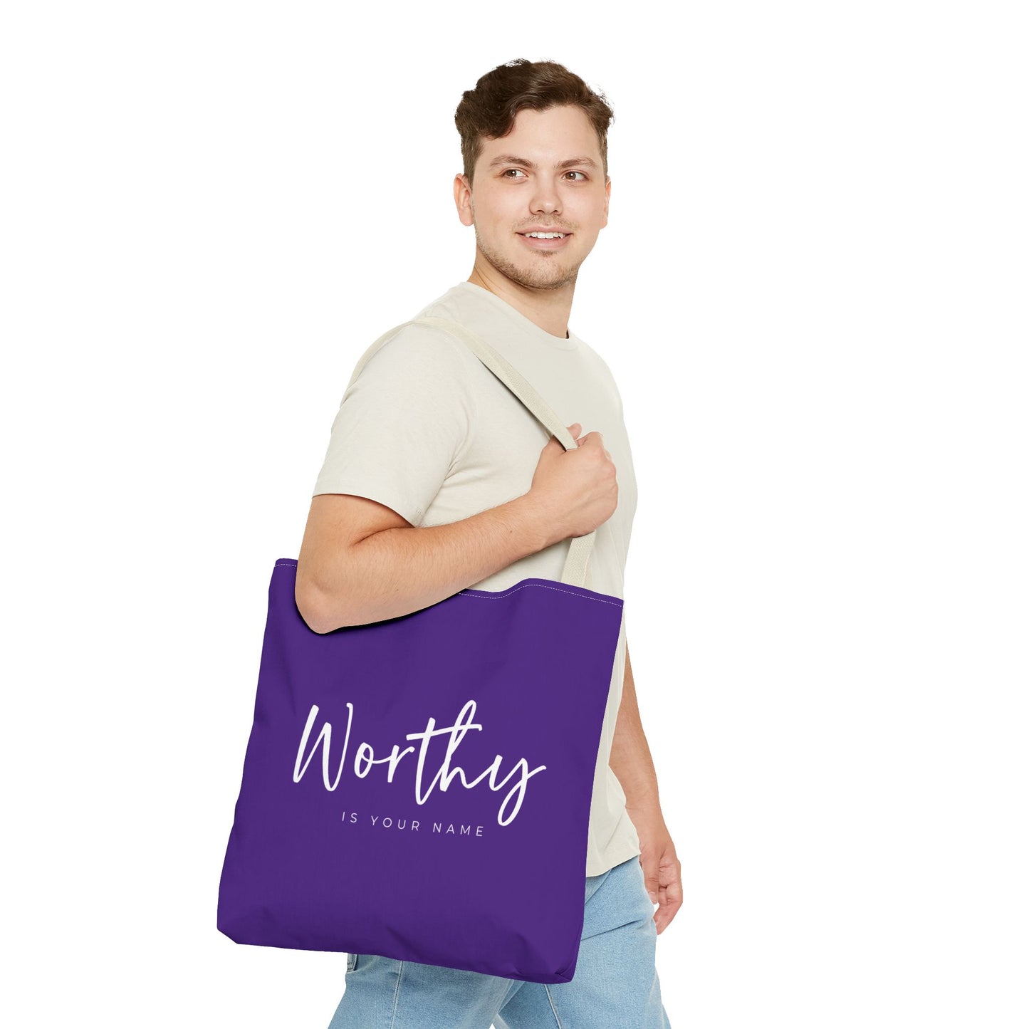 (tote bags) Worthy is Your Name  purple)