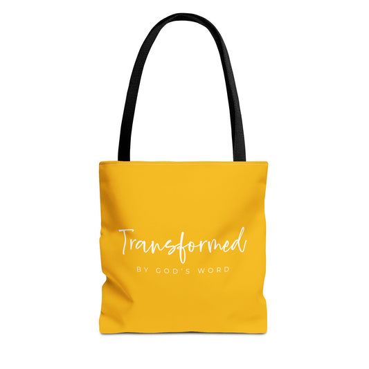 (tote bags) Transformed by Gods Word (yellow)