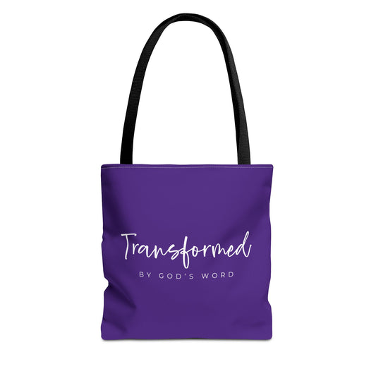 (tote bags) Transformed by Gods Word (purple)