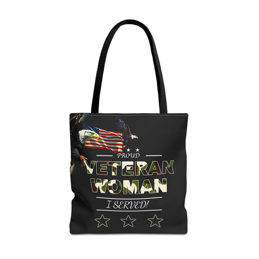 Proud Veteran Woman Tote Bag (Black)