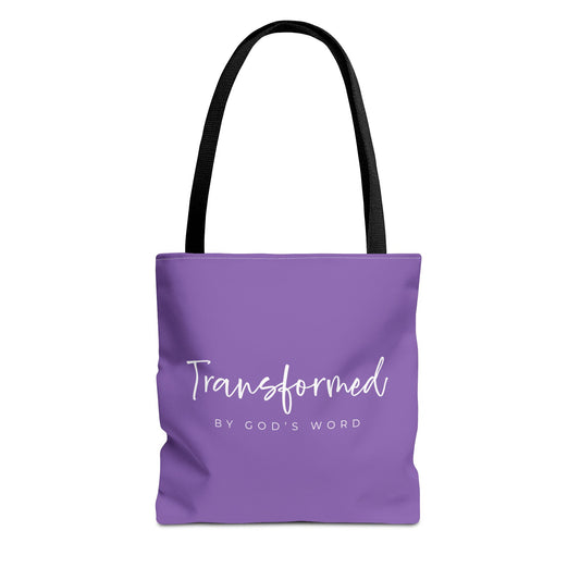 (tote bags) Transformed by Gods Word (light purple)