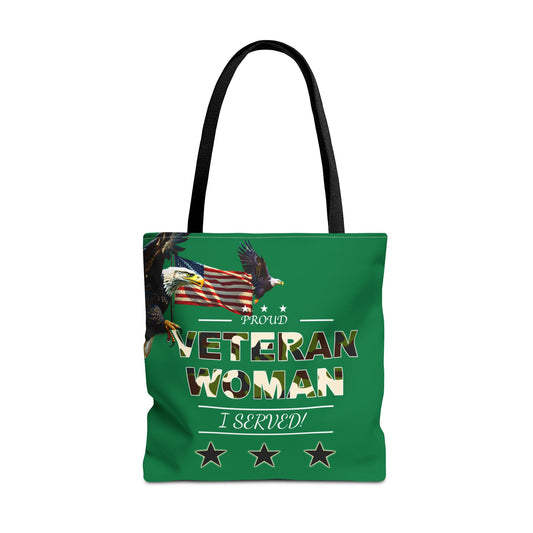 Proud Veteran Woman Tote Bag (Green)