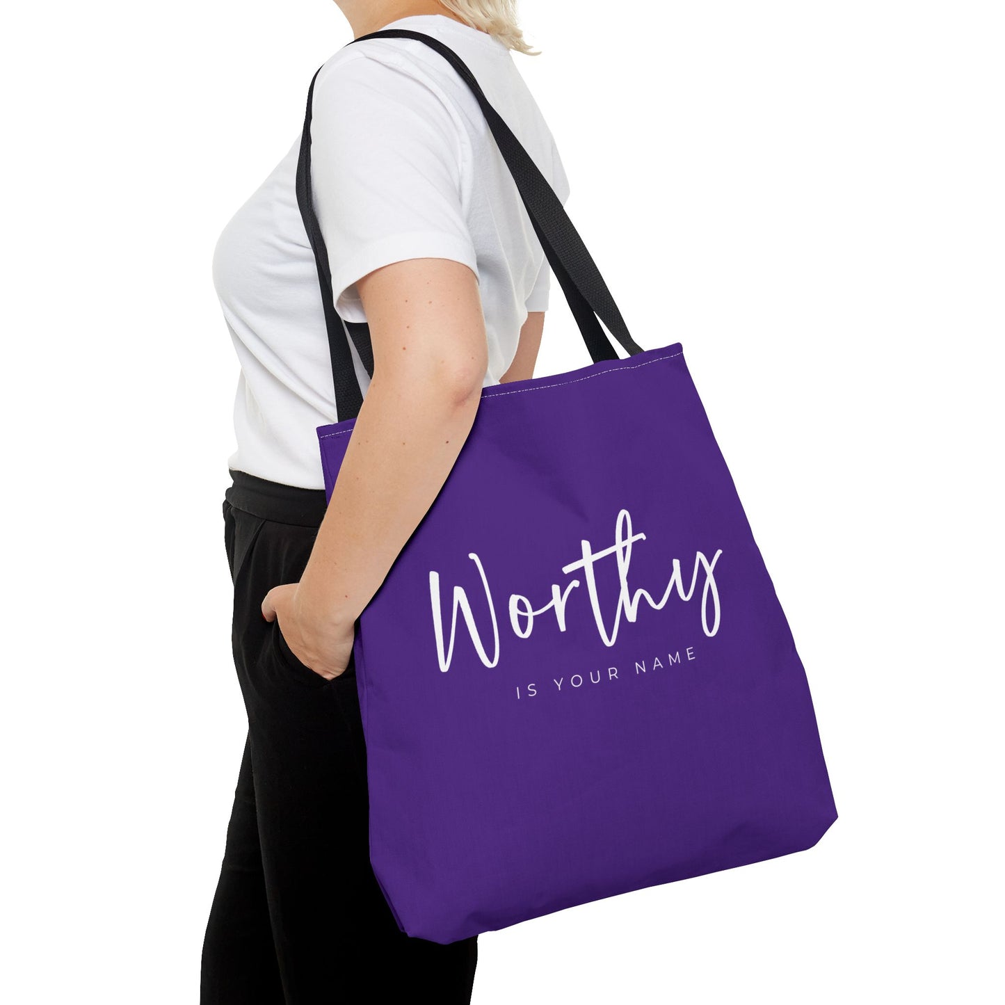 (tote bags) Worthy is Your Name  purple)