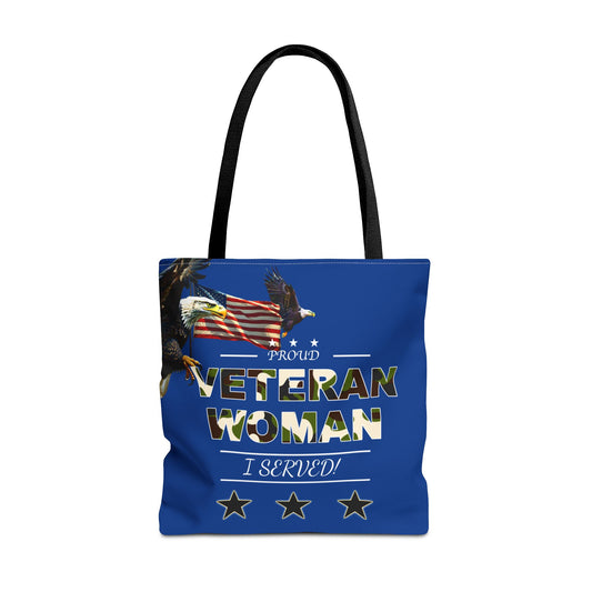 Proud Veteran Woman Tote Bag (Royal Blue)