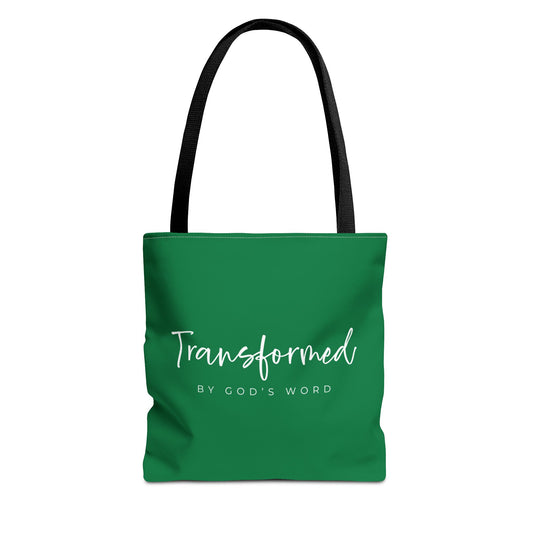 (tote bags) Transformed by Gods Word (green)