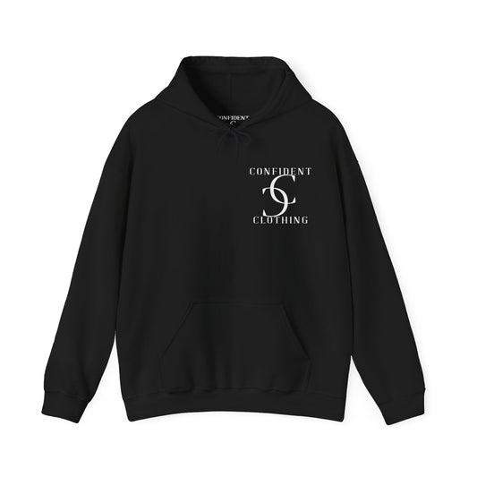 cc (Unisex) multi-color Confident Clothing Luxury Hooded Sweatshirt (black logo on back nc)