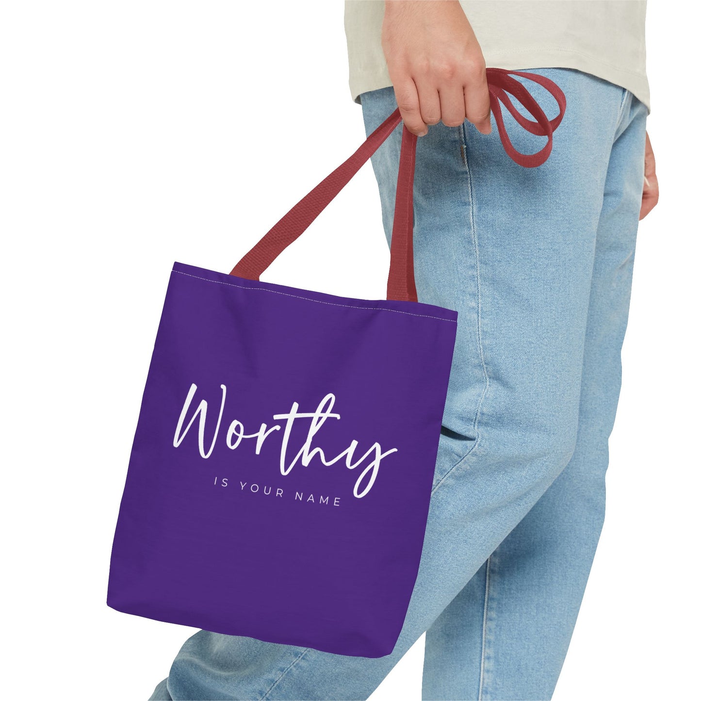 (tote bags) Worthy is Your Name  purple)