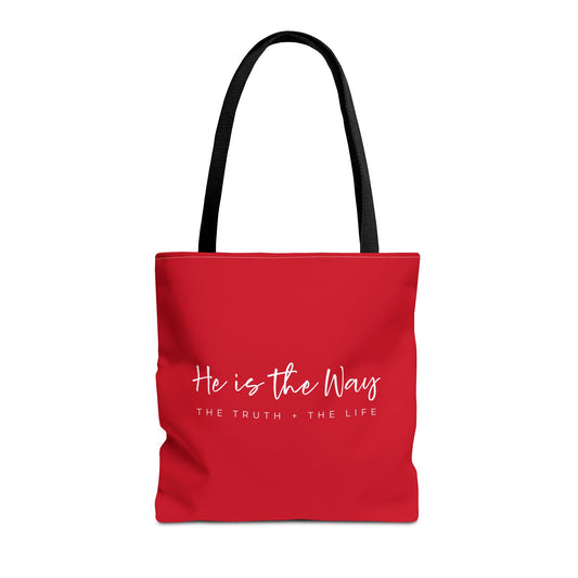 (tote bags) He is the Way the Truth the Life (dark red)