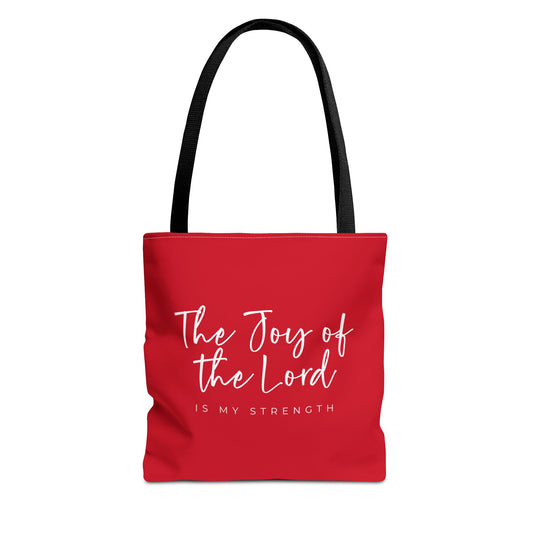 The Joy of the Lord is my Strength Tote Bag (dark red)