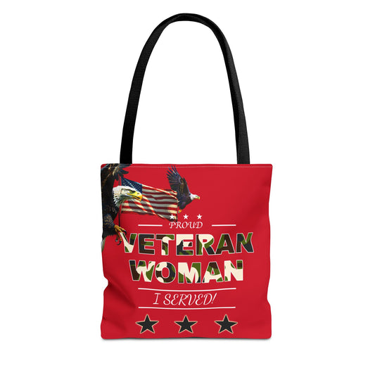 Proud Veteran Woman Tote Bag (Red)