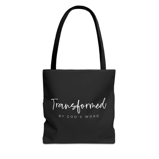 (tote bags) Transformed by Gods Word (black)